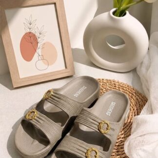 ML Double Buckle Comfort Slides - Taupe Shade