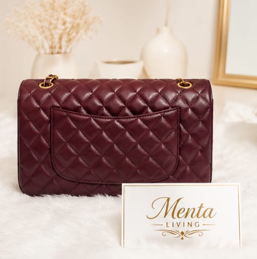 Classic Quilted Chain Shoulder Bag - Burgundy - Image 5