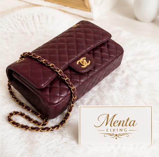 Classic Quilted Chain Shoulder Bag - Burgundy - Image 3