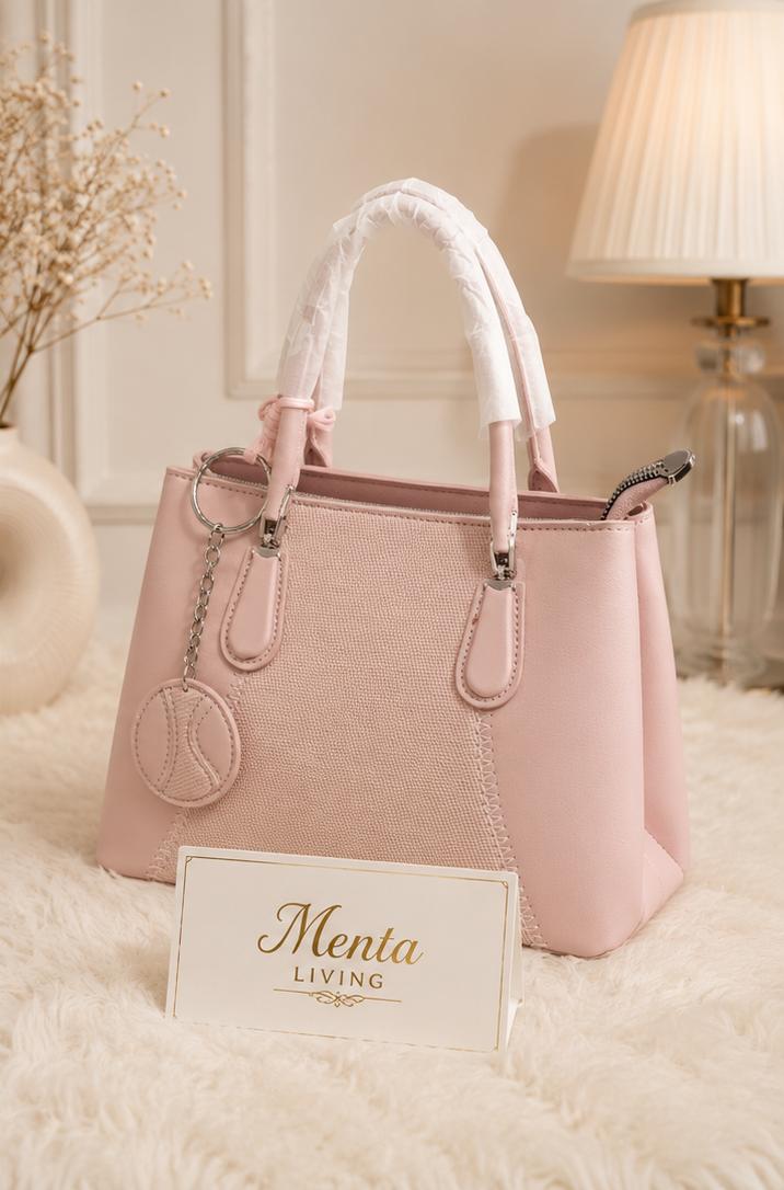 Blush Pink Textured Handbag - Image 2