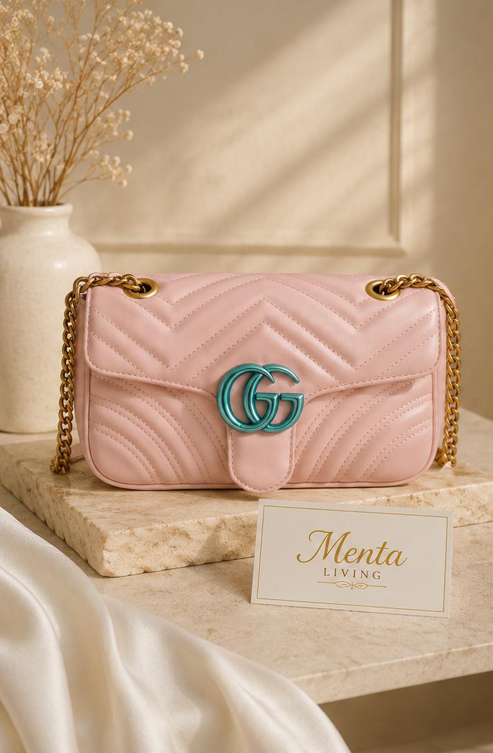 Gucci Chevron Chain Crossbody Bag - Beige