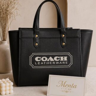 Coach Style Leather Tote - Black
